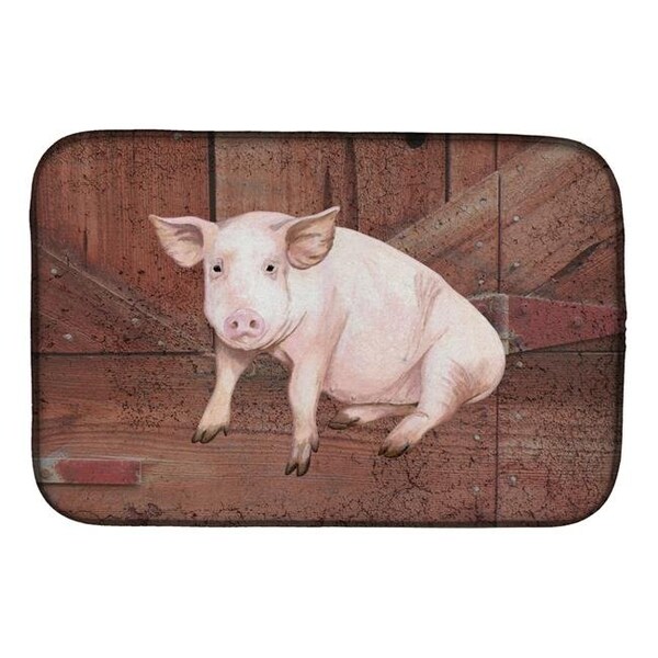 Carolines Treasures SB3072DDM Pig at the Barn Door Dish Drying Mat SB3072DDM - main